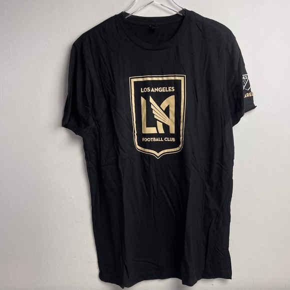 LAFC Los Angeles Football Club Logo Black Gold T-shirt MLS Soccer Size Large NEW - Picture 1 of 9